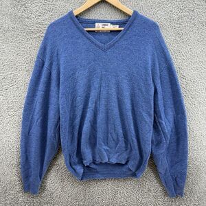 London Fog Size XL Tall Vintage Royal Blue Acrylic V-Neck Sweater Made in USA‎